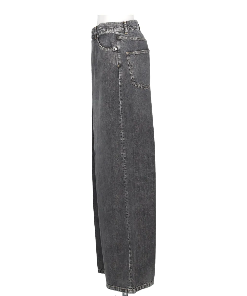 WASHED DENIM WIDE PANTS (SHORT LENGTH)